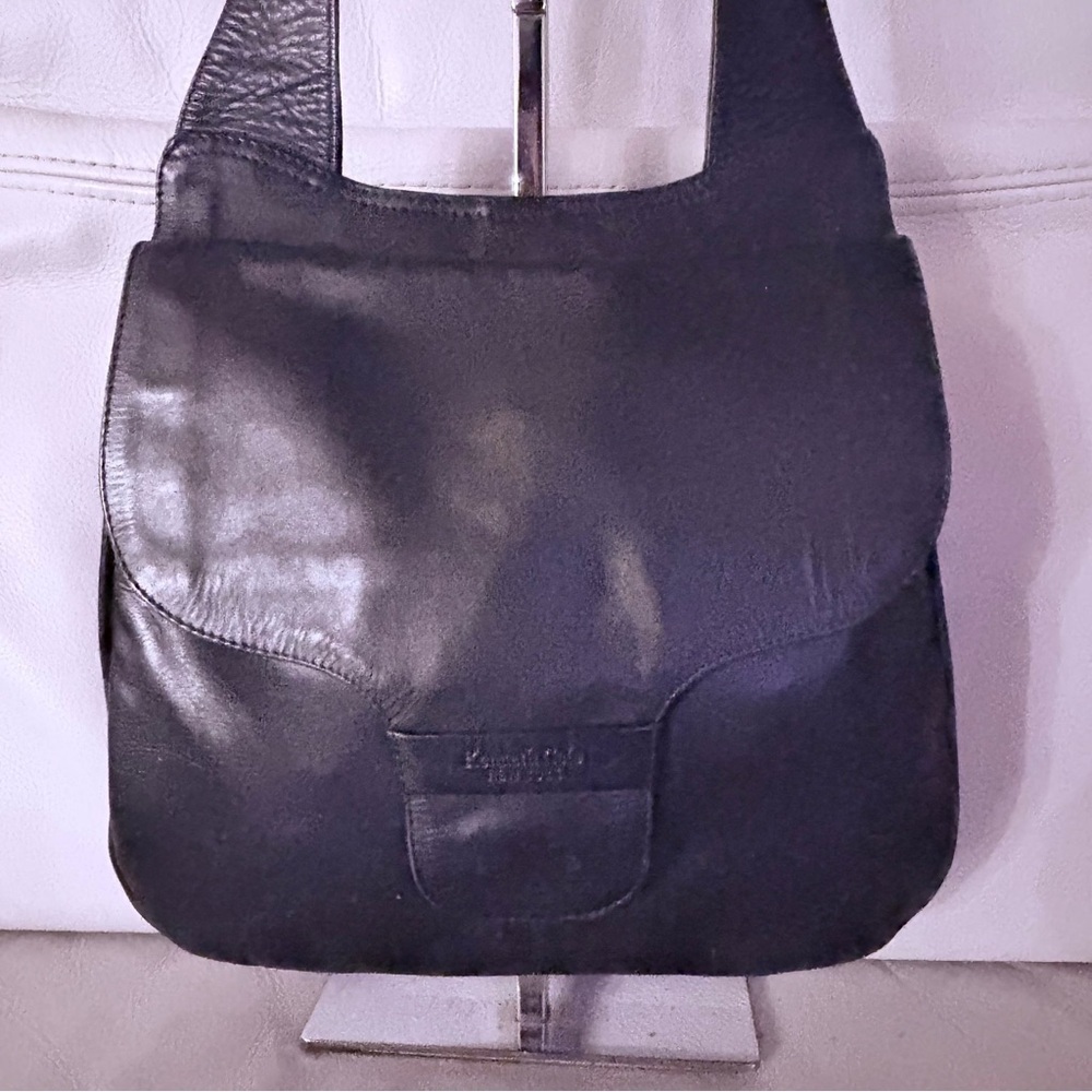 KENNETH COLE BLACK LEATHER SHOULDER BAG MAGNETIC CLOSURE - Picture 13 of 13